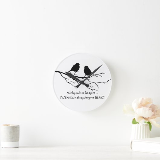 鳥とのあなたのハートの引用文の常の友人 ラウンド壁時計 (ホーム)