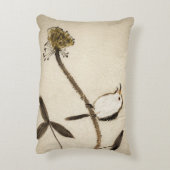 鳥との中国ので伝統的なインク絵画 アクセントクッション (裏面(縦))