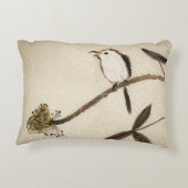 鳥との中国ので伝統的なインク絵画 アクセントクッション (裏面)