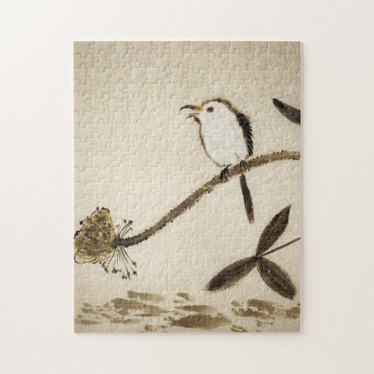鳥との中国ので伝統的なインク絵画 ジグソーパズル (縦)