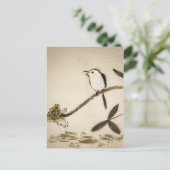 鳥との中国ので伝統的なインク絵画 ポストカード (スタンド正面)