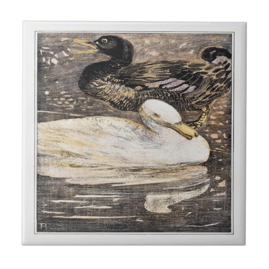 鳥とアヒルのビクトリアン芸術 タイル (正面)