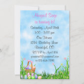 鳥とイースターバスケット誕生日招待状～女の子 招待状 (裏面)