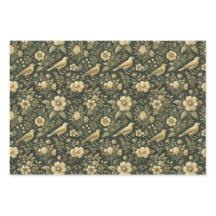 鳥とエレガントフローラのヴィンテージの折り返しと切り離し