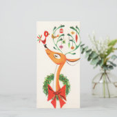 鳥とオーナメントのヴィンテージクリスマストインデナー シーズンカード (スタンド正面)