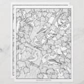 鳥とカエデの木の大人の色のページ (正面/裏面)