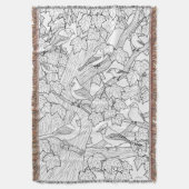 鳥とカエデの木のU絵を描または染料 スローブランケット (正面縦)