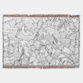 鳥とカエデの木のU絵を描または染料 スローブランケット (正面)