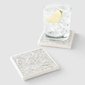 鳥とカエデの木のU色 ストーンコースター (横)