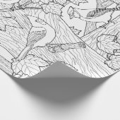 鳥とカエデの木のU色 ラッピングペーパー (角)