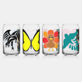 鳥とカラフル愛の自然飲み物用品セット ガラス缶 (正面)