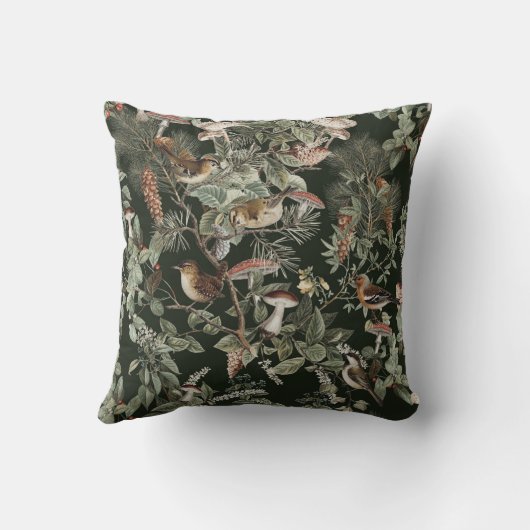 鳥とキノコの森 クッション (裏面)