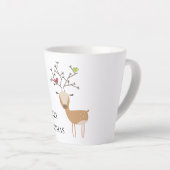 鳥とクリスマスの鹿 カフェラテマグ (右アングル)