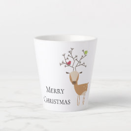 鳥とクリスマスの鹿 カフェラテマグ