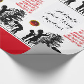 鳥とクリスマスツリー白黒赤い宝石 ラッピングペーパー (角)