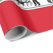 鳥とクリスマスツリー白黒赤い宝石 ラッピングペーパー (ロールコーナー)