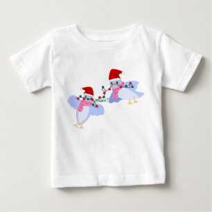 鳥とクリスマスライトベビージャージー ベビーTシャツ