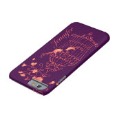 鳥とケージのオレンジと紫の名前iPhoneケース Case-Mate iPhoneケース (底)