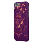 鳥とケージのオレンジと紫の名前iPhoneケース Case-Mate iPhoneケース (裏面左)