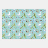 鳥とコスモスの春の屋外ブライダルシャワー ラッピングペーパーシート (正面3)