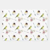 鳥とデザート水の色ウェディングシャワー ラッピングペーパーシート (正面3)