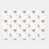 鳥とデザート水の色ウェディングシャワー ラッピングペーパーシート (正面2)