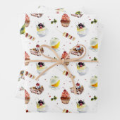 鳥とデザート水の色ウェディングシャワー ラッピングペーパーシート (インサイチュ)