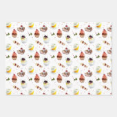 鳥とデザート水の色ウェディングシャワー ラッピングペーパーシート (正面)