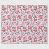 鳥とハートのシームレスな可愛いパターン ラッピングペーパー (フラット)