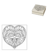 鳥とハートイラストレーションのアートスタンプ ラバースタンプ (押印)