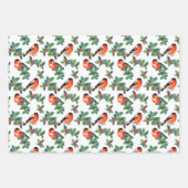 鳥とバニーがクリスマスをパーソナライズ3 ラッピングペーパーシート (正面3)