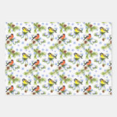 鳥とバニーがクリスマスをパーソナライズ3 ラッピングペーパーシート (正面2)