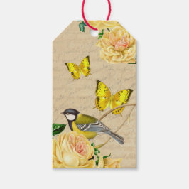 鳥とバラの美しいヴィンテージのギフトタグ ギフトタグ