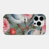 鳥とバラiPhone 16 Proケース iPhoneケース (裏面横)
