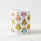 鳥とパターンを組む ジャンボコーヒーマグカップ (正面)