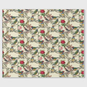鳥とビクトリアンバラスクラップブックチンジーレトロ ラッピングペーパー (フラット)