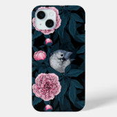 鳥とピンクの牡丹の花と葉の花 Case-Mate iPhoneケース (裏面)