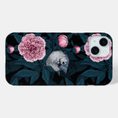 鳥とピンクの牡丹の花と葉の花 Case-Mate iPhoneケース (裏面 (横))