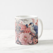 鳥とピンクの芍薬 コーヒーマグ コーヒーマグカップ (正面右)