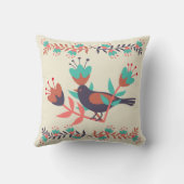 鳥とフローラのフォークアート クッション (裏面)