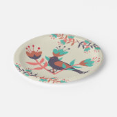 鳥とフローラのフォークアート ペーパープレート (アングル)