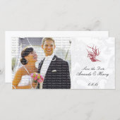 鳥とフローラの結婚式の日付の写真カードを保存 セーブザデート (正面/裏面)