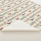 鳥とフローラベージュフォークアートパターン シェルパブランケット (3/4)