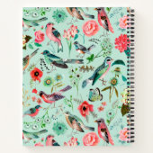 鳥とフローラミントグリーンのオールオーバープリントノートブック ノートブック (裏面)