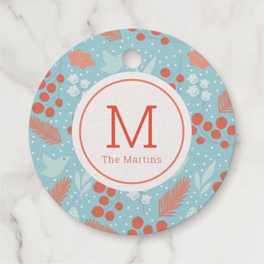 鳥とフローラ冬のリースシルバーフォイルクリスマス フェイバータグ (裏面)