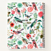 鳥とフローラ数々のカラーのオールオーバープリント ノートブック (裏面)