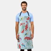 鳥とベリーのパターンのデザイン。 エプロン (着用した状態)