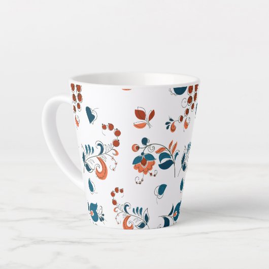 鳥とベリーのロシアのスタイル カフェラテマグ (左アングル)