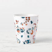 鳥とベリーのロシアのスタイル カフェラテマグ (正面)