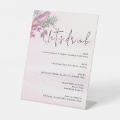 鳥とベリーの松ぼっくり水彩冬の結婚式 台座サイン (正面)